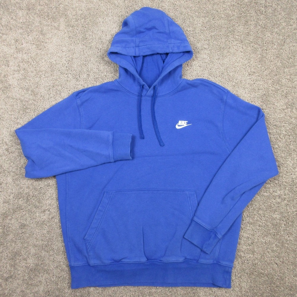 Nike Sweater Mens Large Blue Sportswear Club Fleece Pullover Hoodie Sweatshirt